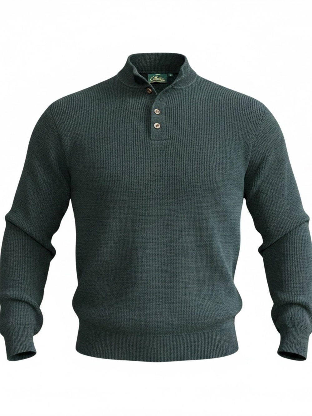 Cabela’s Men's Dark Green Knit Button-Neck Sweater